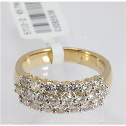 Genuine 1.450 ctw Pave Anniversary Diamond Ring 18kt Gold-Yellow 