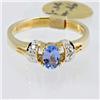 Image 1 : Genuine  0.50 ctw Tanzanite & Diamond Ring 14KT Yellow Gold Ring Size 7