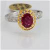 Image 1 : Genuine  1.76 ctw Ruby & Diamond Ring 18KT 2 Tone Ring Size 6.5