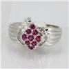 Image 1 : Genuine  0.65 ctw Ruby & Diamond Ring 18KT White Gold Ring Size 6.5