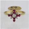 Image 1 : Genuine  0.55 ctw Ruby & Diamond Ring 14KT Yellow Gold Ring Size 6.5