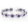 Image 1 : Genuine 16.03 ctw Tanzanite & Diamond Bracelet 14K Gold