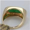 Image 2 : Genuine 17X6MM Green Jade & 0.10 ctw Diamond Ring 14KT Gold-Yellow 