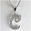 Image 1 : Genuine 0.12 ctw Alphabet Initial Letter C Diamond Necklace 16" 14kt Gold-White