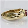 Image 2 : Genuine  0.71 ctw Ruby & Ddiamond Ring 14KT Yellow Gold Ring Size 6.5