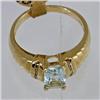 Image 1 : Genuine 1.05 ctw Aquamarine & Diamond Ring 14KT Yellow Gold 