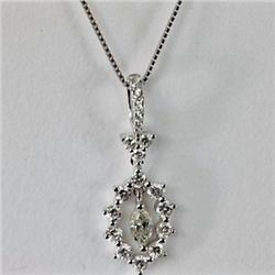 Genuine 0.550 ctw hang  Diamond Pendant 18kt Gold-White