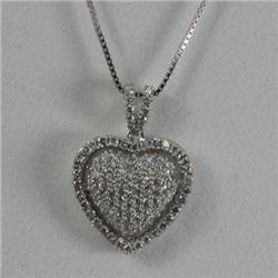 Genuine  0.63 ctw Diamond Heart Pendant  Necklace 18KT White Gold 