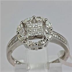 Genuine 0.60 ctw Princess Marque & Baguette Diamond Ring 18kt Gold-White
