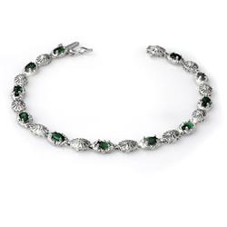 Genuine 2.65 ctw Emerald & Diamond Bracelet 10K Gold