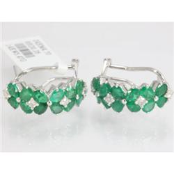 Genuine 4.96 ctw Emerald & Diamond Earring 14kt Gold-White 
