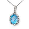Genuine 2.08 ctw Blue Topaz & Diamond Pendant 10K Gold