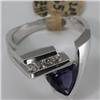 Image 2 : Genuine 1.40 ctw Iolite & Diamond Ring 14KT White Gold 