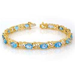 Genuine 13.58 ctw Blue Topaz & Diamond Bracelet 10K Gold