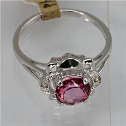 Genuine 1.61 ctw  Pink ROSE Mystic Topaz & Diamond Ring 14KT White Gold 
