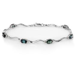 Genuine 4.05 ctw Sapphire & Diamond Bracelet 10K Gold