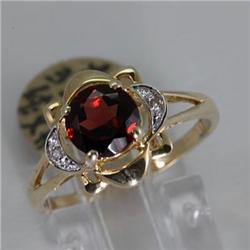 Genuine 1.42 ctw  Garnet & Diamond Ring 14KT White Gold 