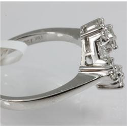 Genuine 0.79 ctw Princess Cut & Diamond Ring 18k Gold-White 