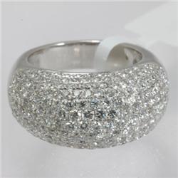 Genuine 3.95 ctw Pave Anniversary Tappered & Diamond Ring 18kt Gold-White 