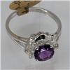 Image 2 : Genuine 1.20 ctw  Amethyst & Diamond Ring 14KT White Gold 