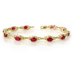 Genuine 8.52 ctw Ruby Bracelet 10K Yellow Gold