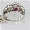 Image 2 : Genuine  0.65 ctw Ruby & Diamond Ring 18KT White Gold Ring Size 6.5