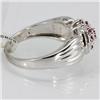 Image 3 : Genuine  0.65 ctw Ruby & Diamond Ring 18KT White Gold Ring Size 6.5