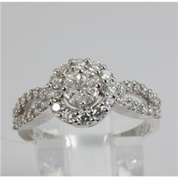 Genuine 0.94 ctw Princess cut & Marque Diamond Ring 18kt Gold-White 