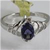 Image 1 : Genuine  0.97 ctw  Iolite Ring  14KT White Gold  Ring Size  7