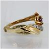 Image 2 : Genuine  0.61 ctw Ruby & Diamond Ring 14KT Yellow Gold Ring Size 6.5