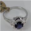 Image 2 : Genuine 1.02 ctw Iolite & Diamond Ring 14KT White Gold 
