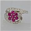 Image 1 : Genuine  1.13 ctw Ruby& Diamond Ring 14KT White Gold Ring Size 7