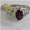 Genuine  0.97 ctw  Rhodolite  Ring  14KT White Gold  Ring Size  6.75