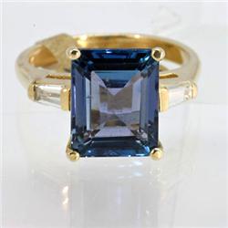 Genuine  5.46 ctw Tanzanite & Diamond Ring 14KT Yellow Gold Ring Size 7.5