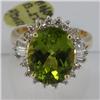 Image 1 : Genuine  7.7 ctw  Peridot Ring  14KT Yellow Gold  Ring Size  5.75