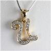 Image 1 : Genuine 0.15 ctw Alphabet Initial Letter U Diamond Necklace 16" 14kt Gold-Yellow