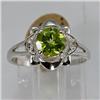 Image 1 : Genuine 1.40 ctw Peridot & Diamond Ring 14KT White Gold 