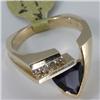 Image 2 : Genuine 1.40 ctw Iolite & Diamond Ring 14KT Yellow Gold 