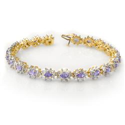 Genuine 10.03 ctw Tanzanite & Diamond Bracelet 14K Gold