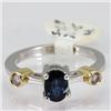 Genuine  1.34 ctw Sapphire & Diamond Ring  14KT 2 Tone Ring Size  6.5