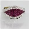 Genuine  2.18 ctw Ruby & Diamond Ring 14KT White Gold Ring Size 6.5