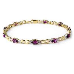 Genuine 2.06 ctw Amethyst & Diamond Bracelet 10k Gold
