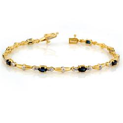 Genuine 2.78 ctw Blue Sapphire & Diamond Bracelet Gold