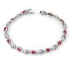 Image 1 : Genuine 4.20 ctw Ruby & Diamond Bracelet 10K White Gold