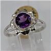 Image 1 : Genuine 1.20 ctw  Amethyst & Diamond Ring 14KT White Gold 