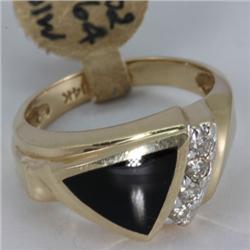 Genuine 0.18 ctw Diamond & Black Enamel Ring 14KT Gold-Yellow 