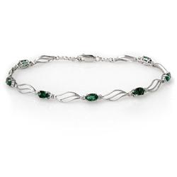 Genuine 2.05 ctw Emerald & Diamond Bracelet White Gold