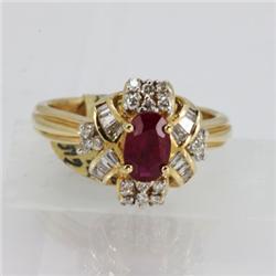 Genuine  1.27 ctw Ruby & Diamond Ring 14KT Yellow Gold Ring Size 6.5