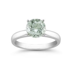 Genuine 2.0 ctw Green Amethyst Solitaire Ring 14kt Gold-White 
