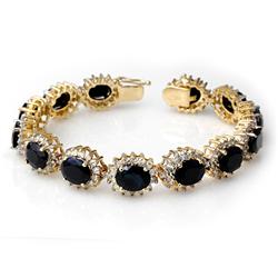 Genuine 35.72 ctw Sapphire & Diamond Bracelet 14K Gold